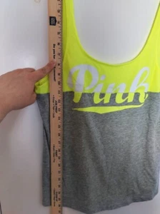 Camiseta sin mangas Y2K Victoria's Secret rosa verde lima gris talla M nueva sin etiquetas - Imagen 1 de 5