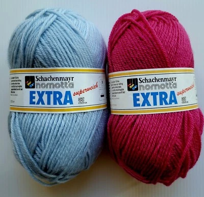 Lana Schachenmayr Extra Superwash 2x50g/125m DK 3517 rosa fucsia 3611 azul bebé Foto 1 de 4