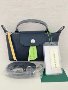 Longchamp Le Pliage Original Handle Pouch azul marino con STRAP Outlet NUEVO - Imagen 1 de 5
