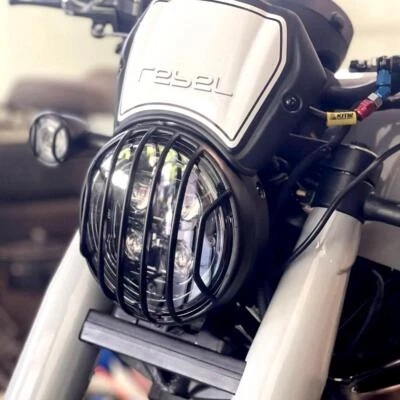 Fit HONDA Fit CMX REBEL 300 500 17-22 FARO DELANTERO PROTECTOR LÁMPARA CUBIERTA NEGRO Foto 1 de 3