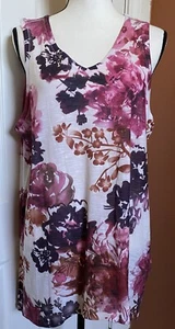 TIME AND TRU PULLOVER SLEEVELESS FLORAL TANK TOP MAROON FLOWERS SZ L 12-14 - Imagen 1 de 8