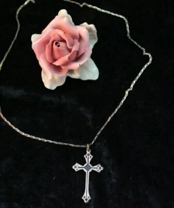 Anhänger Versilbert Kreuz mit Kette - Bild 1 von 4