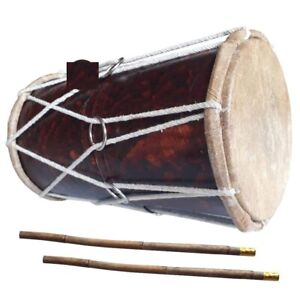 Traditional Handmade Wooden Dholak With Stick