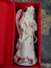 Baum Brothers Formalities Porcelain Angel Ornament Holding Harp Gold Trim 2000