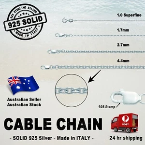 Italian CABLE Chain - 100% SOLID 925 Sterling Silver (options) - Picture 1 of 24