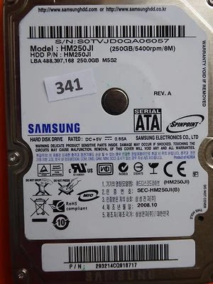 250GB Samsung HM250JI | P/N: 293214CQ918717 | 2008.10 | #341 - Bild 1 von 3