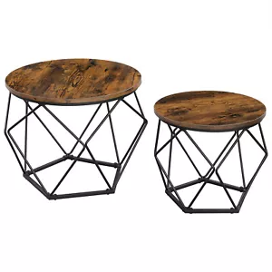 Set of 2 Round Side Tables Coffee Tables Side End Tables for Living Room - Picture 1 of 22