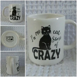 Taza Spot and Chloe I'm ONE CAT SHORT Of CRAZY Taza Blanca Negra Doble Cara DIVERTIDA - Imagen 1 de 8