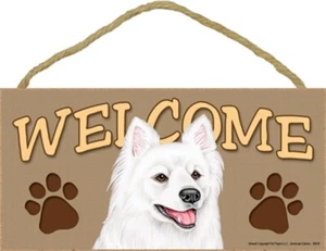 Insegna/targa da parete in legno di razza cane eschimese americano Welcome - Foto 1 di 1