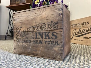 Vintage Wooden Crate Sanford’s Ink Box New York Chicago Jones & Kroeger Winona - Picture 1 of 21