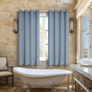 Grey Blue Bathroom Window Curtains Short Sheer Unique Curtains for Kitchen Bedro - Picture 1 of 7