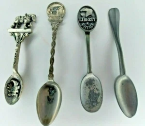 Juego de 4 cucharas de peltre de sitios históricos - Imagen 1 de 11