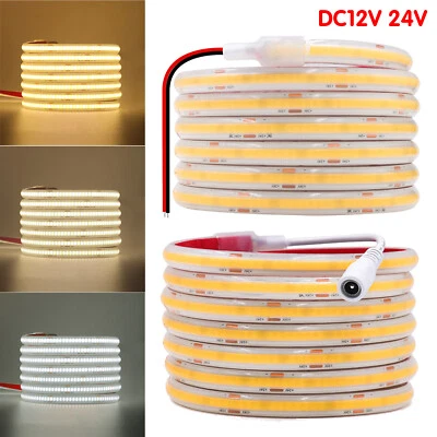 12V 24V COB LED Streifen Selbstklebend Strip Band Lichtschlauch IP68 Wasserdicht - Bild 1 von 4