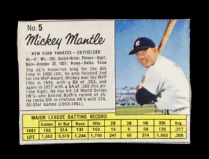 1962 JELL-O #5 MICKEY MANTLE 85% FULL BLACK BORDER BEST QUALITY EXAMPLE ON EBAY  - Picture 1 of 2