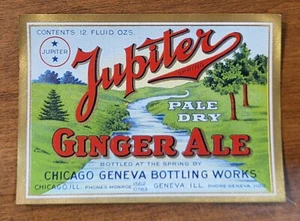 ADVERTISING Label Jupiter Brand Ginger Ale Soda Geneva Illinois - Picture 1 of 1