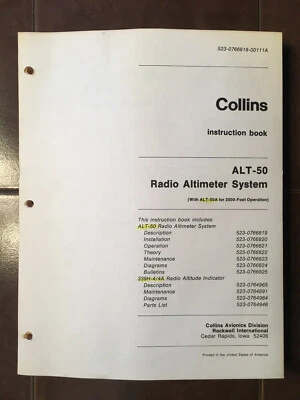 Manual de servicio y piezas Rockwell Collins ALT-50, ALT-50A y 339H-4/4A Foto 1 de 4