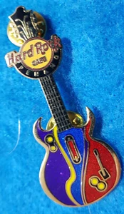 PENANG PURPLE BLUE RED TRICOLOR PATTERN GUITAR 2009 Hard Rock Cafe PIN LE - Picture 1 of 1