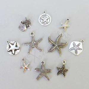 Starfish Antiqued Silver Plated Ocean Charms 10PC Mix CM0180 - 10, 20 Or 50PCs - Picture 1 of 12