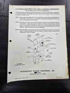 Kit de batería de cortacésped Snapper serie V 1977 instrucciones 6-0333 - Imagen 1 de 2
