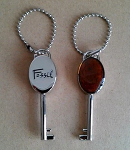 1pc Fossil Silver Replacement Key Chain Bag Charm Fob Hang Tag - Picture 1 of 7