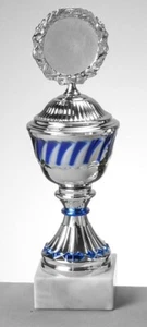 Pokal  silber-blau Höhe: 263 mm Ø 80 mm für alle Sportarten und Events - Bild 1 von 3