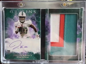 2021 Jaylen Waddle Origins Rookie, Patch, Auto Booklet /5 RPA - Picture 1 of 3
