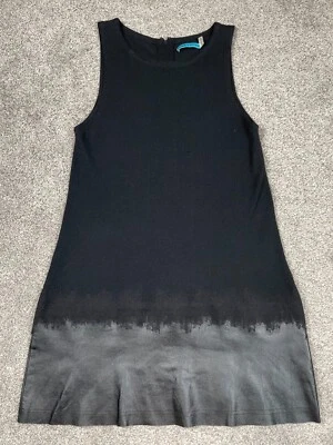 Alice & Olivia Dress Womens Large Black Wool Lamb Leather Whimsigoth Punk Witchy - Image 1 of 4