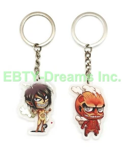 Set di 2 Portachiavi Acrilico Anime Attack On Titan Eren Jaeger, Colossale Titan - Foto 1 di 2