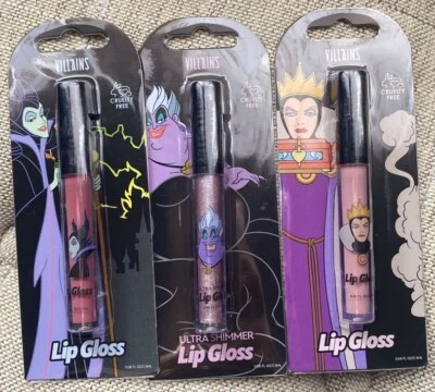 Disney VILLAINS- Lot Of 3! Maleficent, Ursula, And Evil Queen! NEW  Lip GLOSS - Изображение 1 из 4
