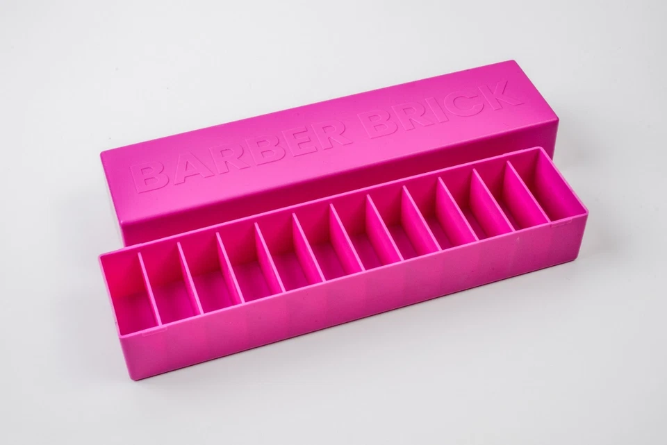 Barber Brick - PINK (SECURE 12 slot Clipper Blade Organizer with Snap Lid) - Image 1 of 4