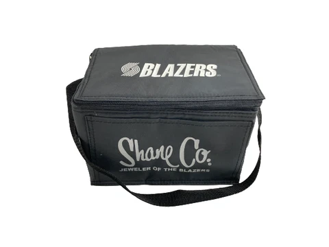 Portland Trailblazers Give Away Insulated Lunch Bag Black Zip Up Strap Handle Cover