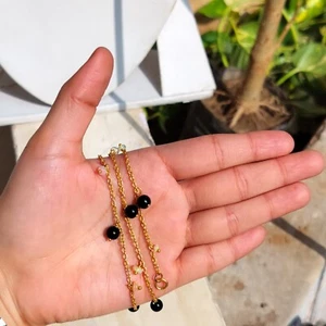 Natural Ethiopian Opal Black Onyx Chain Beads Beaded Bracelet Gift Every One - Picture 1 of 3