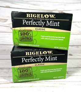 Bigelow Perfectly Mint Classic Black Tea Spearmint Leaves 20-Bags (2 Pack) 7/27 - Picture 1 of 6