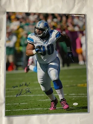 Foto autógrafa Ndamukong Suh Detroit Lions 16" x 20" - Nueva con autenticidad Foto 1 de 2