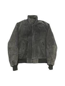 Vtg Members Only Leather Suede Bomber Jacket Men 42L 90s Retro Classic Gray - Picture 1 of 9