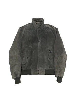 Chaqueta Bomber De Colección Solo Miembros Cuero Gamuza Hombres 42L Años 90 Retro Clásica Gris Foto 1 de 4