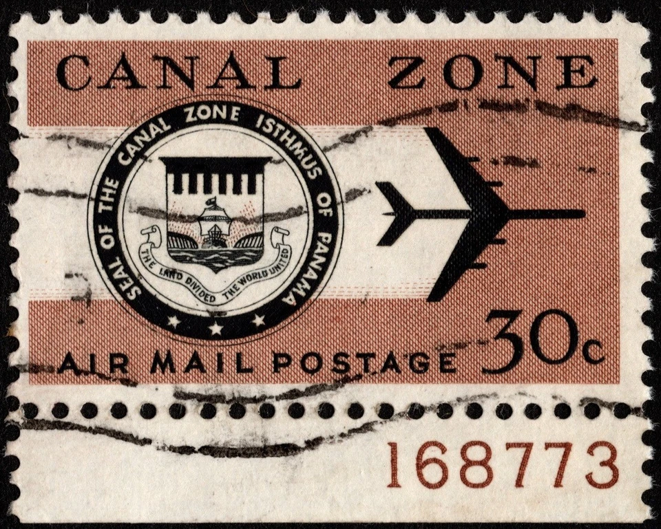Canal Zone - 1965 - 30 Cents Canal Zone Seal & Jet Plane Airmail #C46 w/ Plate # - Image 1 of 1