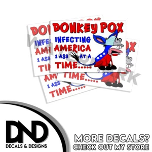 Donkey Pox FJB Funny Right Wing Stickers Anti Biden Decals 4 Pack - 3 INCH WIDE - Picture 1 of 4