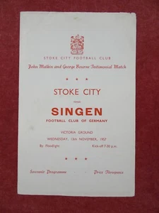 STOKE CITY v SINGEN (GERMANY) | 1957/1958 | FRIENDLY | 13 NOV 1957 | UK FREEPOST - Picture 1 of 3