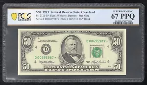 FR 2125-D* 1993 $50 *STAR* FRN CLEVELAND, OH PCGS BANKNOTE GEM UNC-67PPQ (B) - Picture 1 of 2