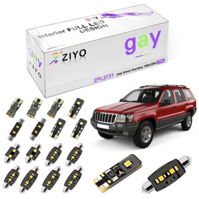 Kit de luces LED interiores súper blancas de 17 bombillas para Jeep Grand Cherokee 1998-2004 Foto 1 de 4