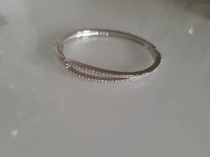 Svarowski Armspange  Armreif 7" Hermine Steinchen Silber - Bild 1 von 5