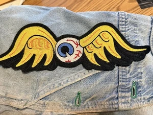 Parche de globo ocular volador estilo vintage Von Dutch puntada de cadena retro Kar Kulture - Imagen 1 de 6
