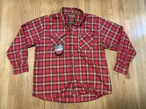 Dixxon Flannel Shirt Mens 4XL Red Plaid Jarhead Bull Dog Snap Buttons Tag XXXXL - Picture 1 of 7