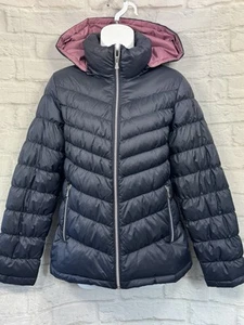 Reaction Kenneth Cole Down Packable Puffer Jacket Lightweight Blue Size S Hood - Picture 1 of 12