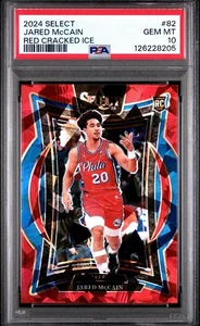 2024 Panini Select Jared McCain Red Cracked Ice #82 Rookie RC 76ers PSA 10 POP 7 - Imagen 1 de 3