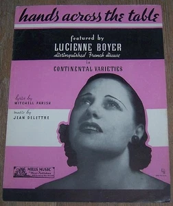 Hands Across the Table Lucienne Boyer Continental Varieties 1934 Sheet Music - Picture 1 of 1