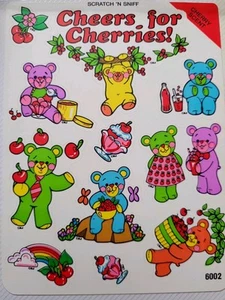 Vintage BJ Cherry Sticker Scratch N Sniff 6" Sheet - RARE & HTF - Picture 1 of 1