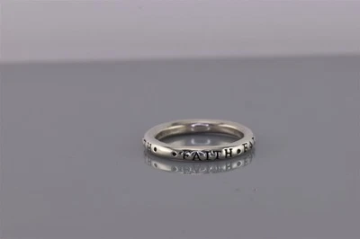 Sterling Silver 3mm Solid FAITH Solid Rounded Stackable Band Ring 925 Sz: 7 - Image 1 of 4