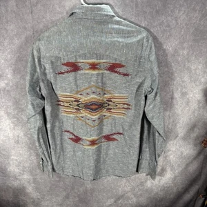 Lucky Brand Western Style Chambray Hemd Herren Small grau Southwestern Stickerei - Bild 1 von 5
